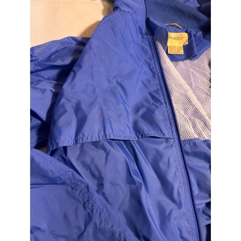 St John’s Bay Blue Hooded Windbreaker Jacket Men’s L Nylon Zip Lightweight - Picture 5 of 12
